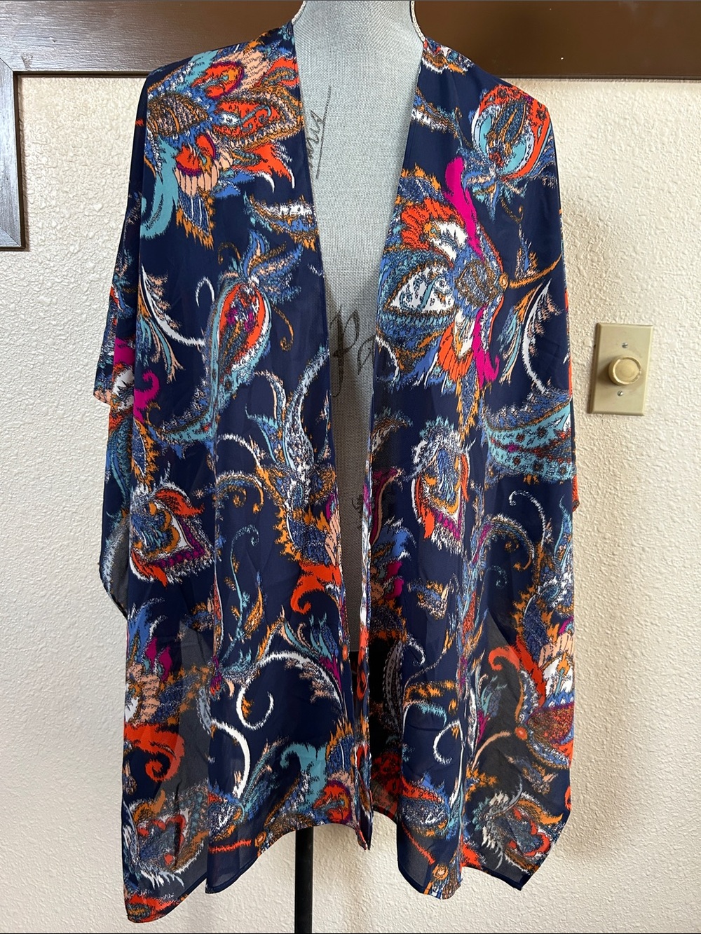 IMAN Navy Multicolor Paisley Swim Coverup